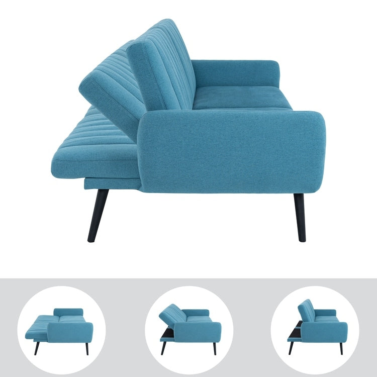 Canapé-lit futon moderne, canapé-lit futon convertible, canapé-lit en lin à dossier divisé pour salon