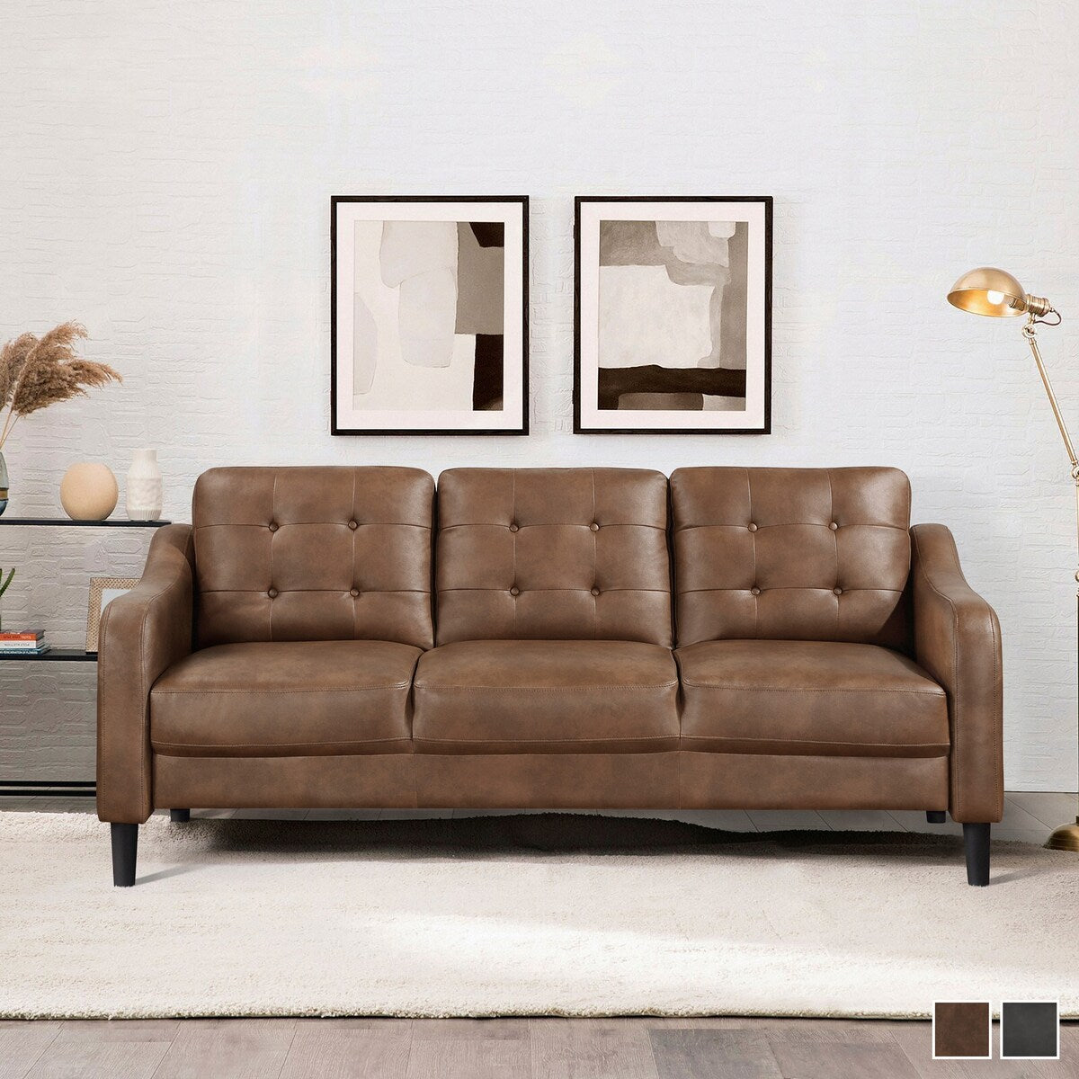 Canapé de salon Reagan en microfibre polie