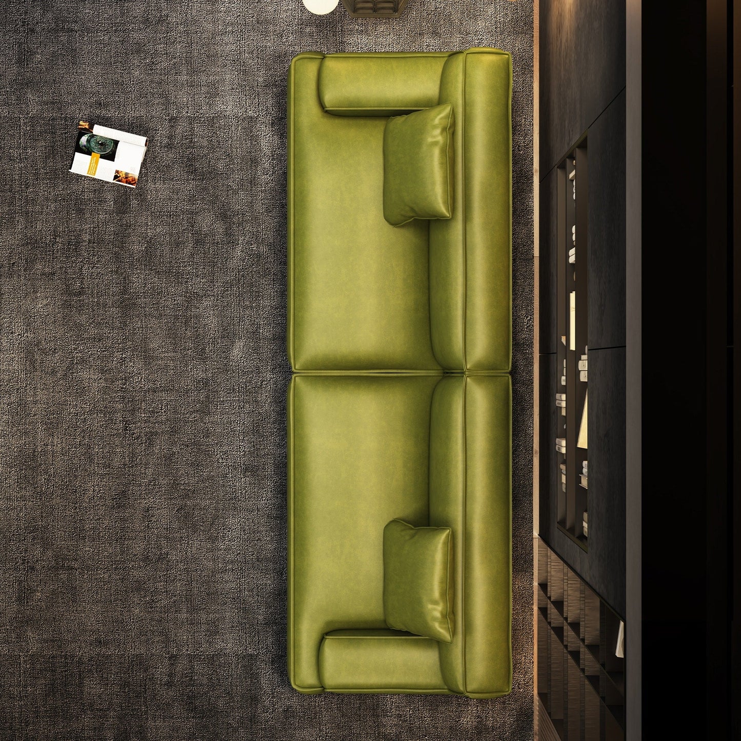 Canapé rembourré en cuir avec accoudoirs encastrés pour salon - 110,2 L - 110,2 x 28,35