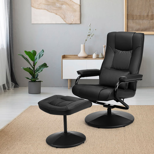 Fauteuil inclinable pivotant à 360 degrés en cuir PU avec repose-pieds