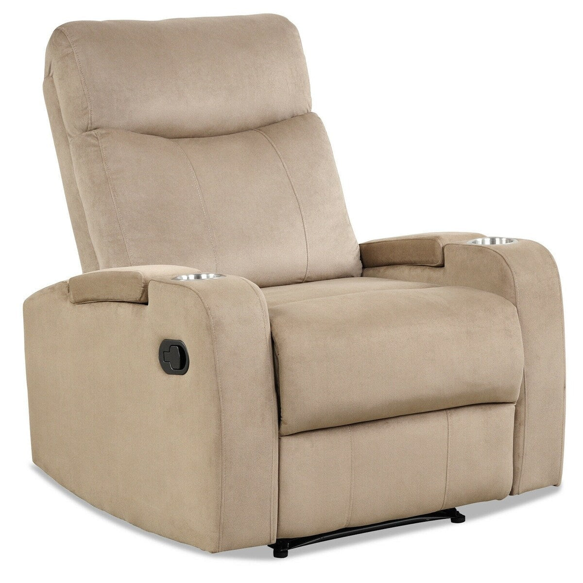Fauteuil inclinable simple avec rangement pour accoudoirs et porte-gobelet pour salon