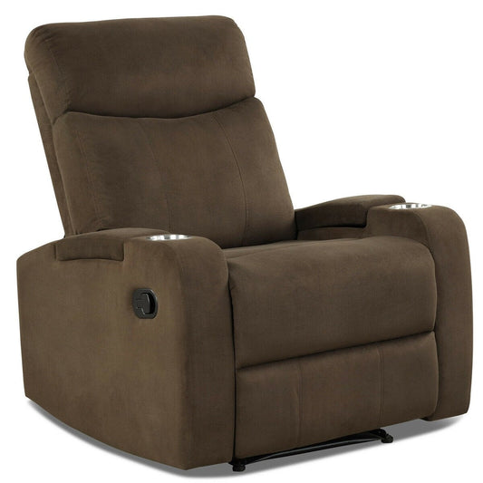 Fauteuil inclinable simple avec rangement pour accoudoirs et porte-gobelet pour salon
