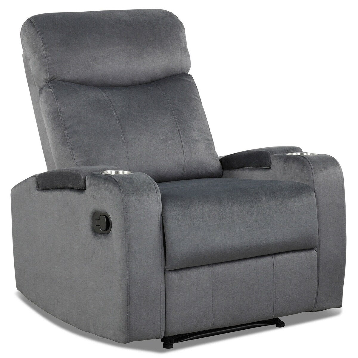 Fauteuil inclinable simple avec rangement pour accoudoirs et porte-gobelet pour salon