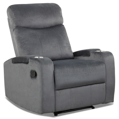 Fauteuil inclinable simple avec rangement pour accoudoirs et porte-gobelet pour salon