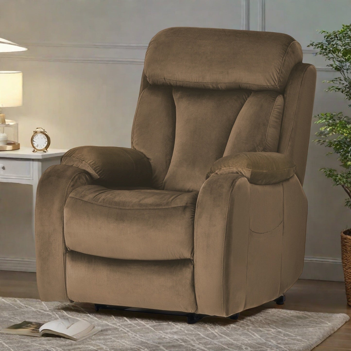 Fauteuil inclinable d'une capacité de 330 lb, siège large avec oreillers rembourrés, télécommande et inclinaison à 180°
