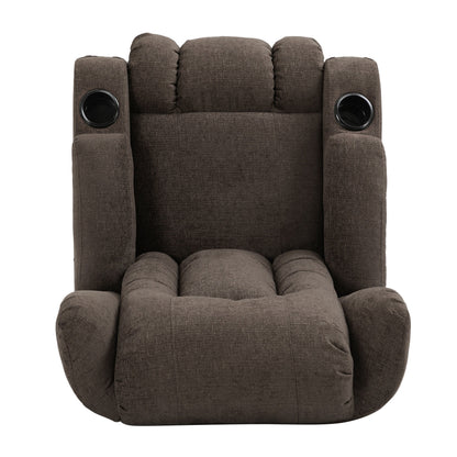 Fauteuil inclinable avec 5 modes de massage, chauffage et télécommande, deux porte-gobelets, inclinaison manuelle et poche de rangement latérale