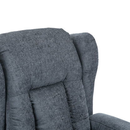 Fauteuil inclinable avec 5 modes de massage, chauffage et télécommande, deux porte-gobelets, inclinaison manuelle et poche de rangement latérale