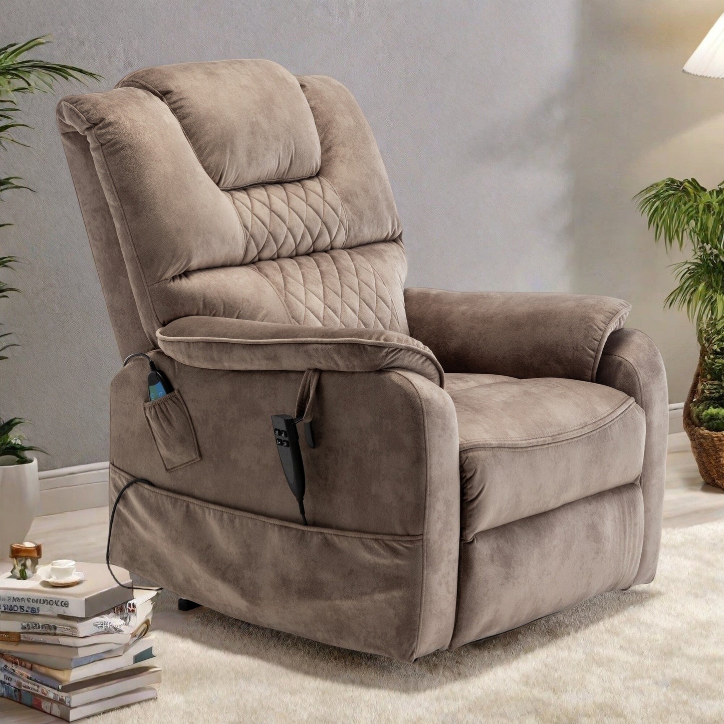 Fauteuil inclinable avec moteur silencieux OKIN - Inclinaison à 180°, télécommande, dossier/repose-pieds séparé