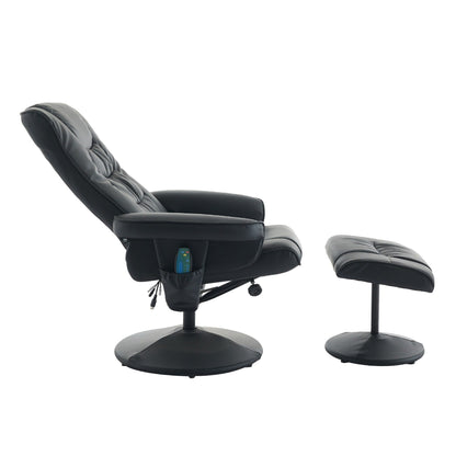 Fauteuil inclinable avec ottoman - Fauteuil de massage pivotant à 360° avec siège chauffant à vibrations à 5 points, réglable à 140°