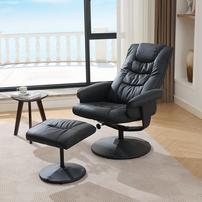 Fauteuil inclinable avec ottoman - Fauteuil de massage pivotant à 360° avec siège chauffant à vibrations à 5 points, réglable à 140°