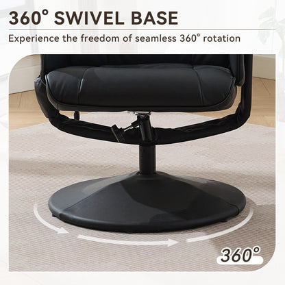 Fauteuil inclinable avec ottoman - Fauteuil de massage pivotant à 360° avec siège chauffant à vibrations à 5 points, réglable à 140°