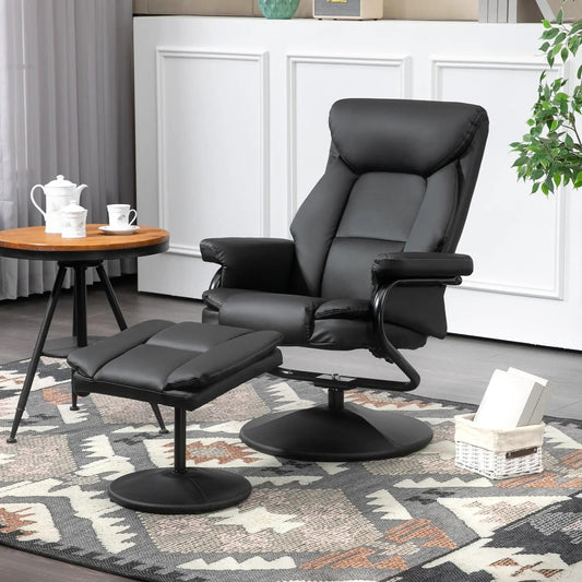 Fauteuil inclinable avec ottoman pivotant, similicuir