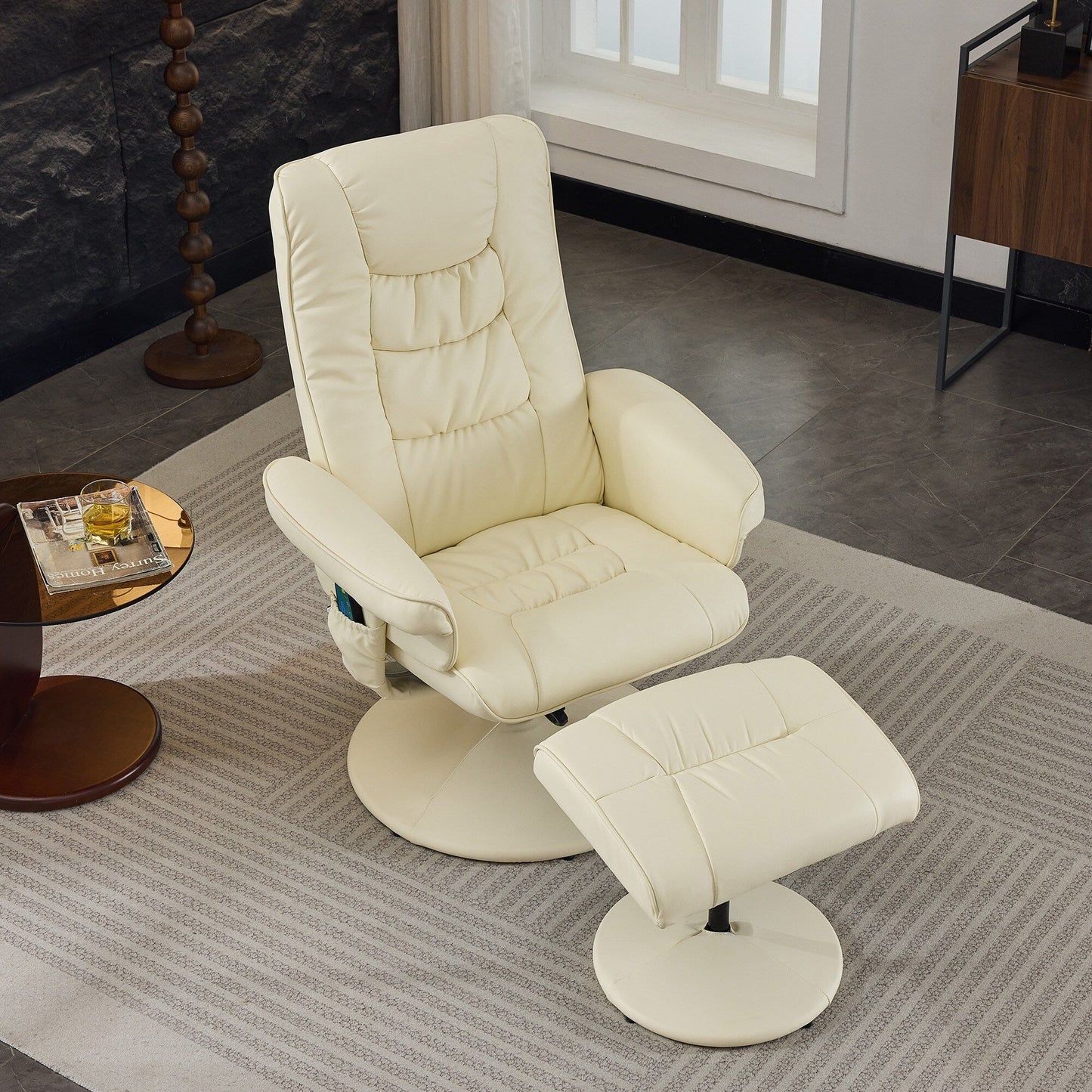 Fauteuil inclinable avec pouf