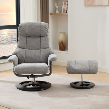 Fauteuil inclinable avec repose-pieds, fauteuil de salon pivotant à 360° moderne avec repose-pieds, tissu chenille, massage par vibrations à 5 points