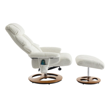 Fauteuil inclinable avec repose-pieds, fauteuil de salon pivotant à 360° moderne avec repose-pieds, tissu chenille, massage par vibrations à 5 points