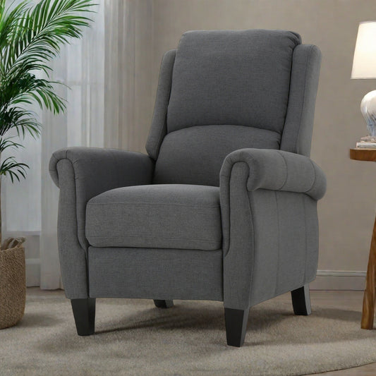Fauteuil inclinable avec mécanisme de poussée et revêtement anthracite - Pièce d'appoint de salon moderne avec tissu facile d'entretien