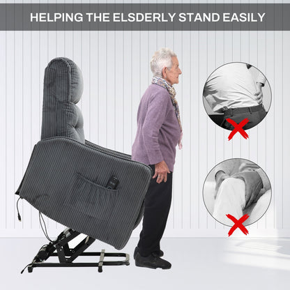 Fauteuil inclinable électrique pour adultes, avec coussin de siège à ressorts ensachés et poche latérale