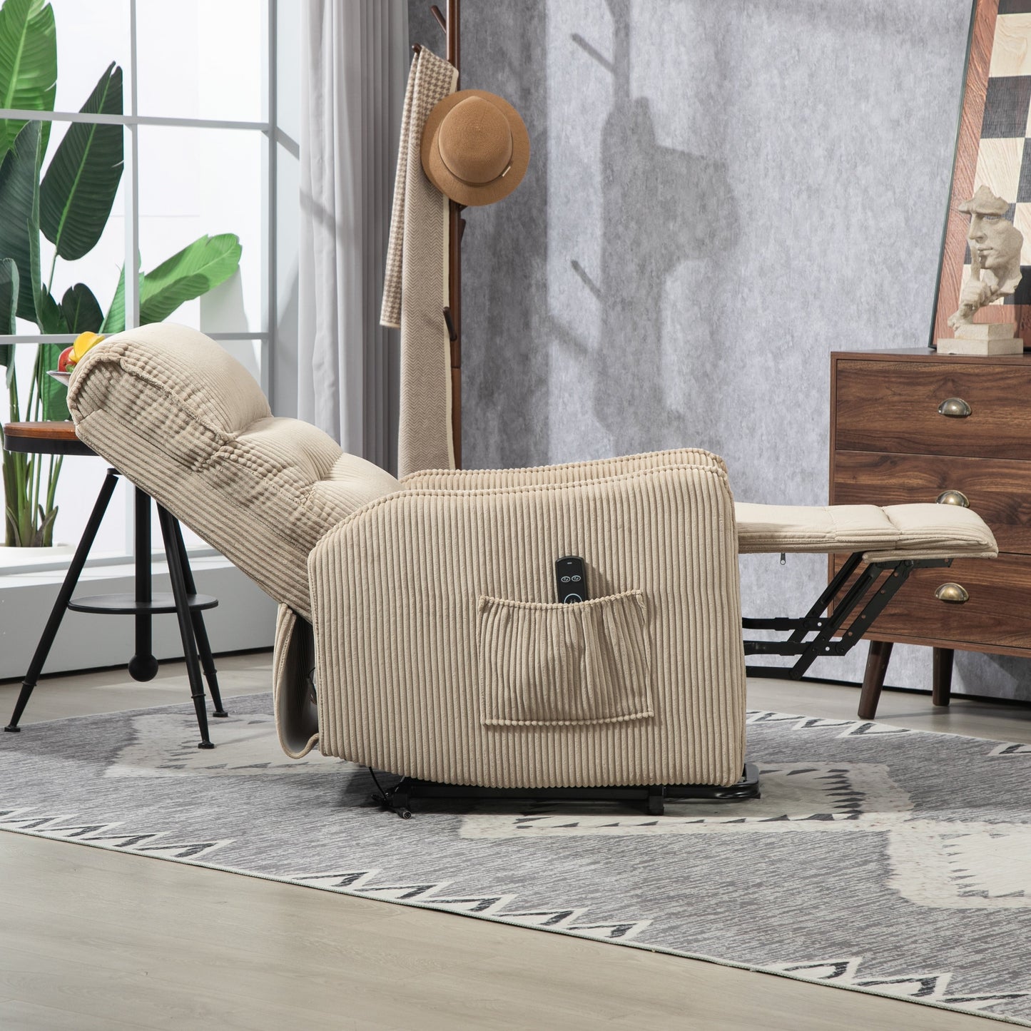 Fauteuil inclinable électrique pour adultes, avec coussin de siège à ressorts ensachés et poche latérale