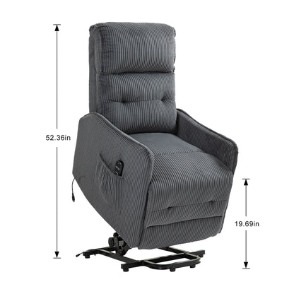 Fauteuil inclinable électrique pour adultes, avec coussin de siège à ressorts ensachés et poche latérale