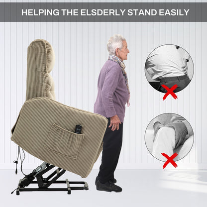 Fauteuil inclinable électrique pour adultes, avec coussin de siège à ressorts ensachés et poche latérale