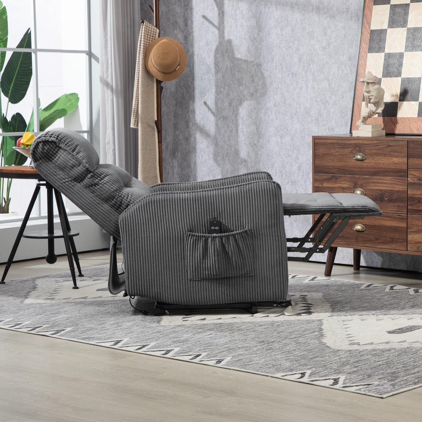 Fauteuil inclinable électrique pour adultes, avec coussin de siège à ressorts ensachés et poche latérale