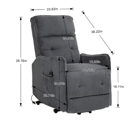 Fauteuil inclinable électrique pour adultes, avec coussin de siège à ressorts ensachés et poche latérale