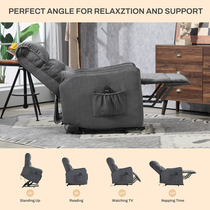Fauteuil inclinable électrique pour adultes, avec coussin de siège à ressorts ensachés et poche latérale