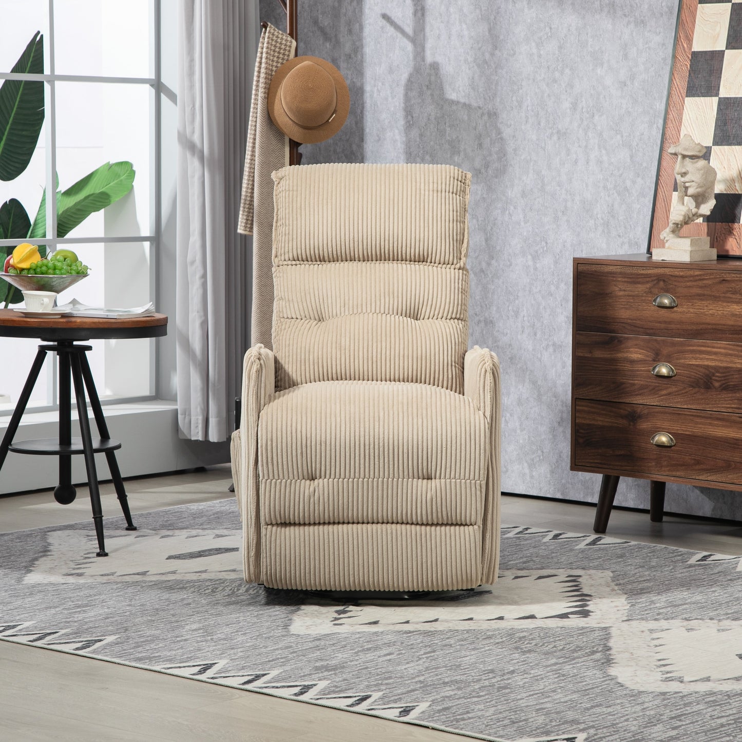 Fauteuil inclinable électrique pour adultes, avec coussin de siège à ressorts ensachés et poche latérale