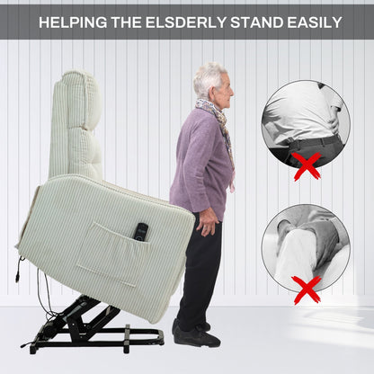 Fauteuil inclinable électrique pour adultes, avec coussin de siège à ressorts ensachés et poche latérale