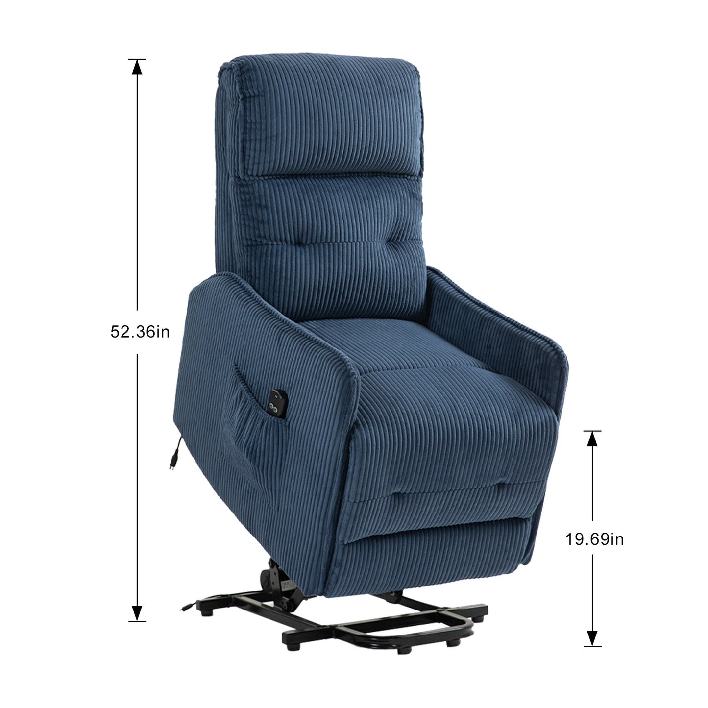 Fauteuil inclinable électrique pour adultes, avec coussin de siège à ressorts ensachés et poche latérale