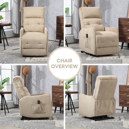 Fauteuil inclinable électrique pour adultes, avec coussin de siège à ressorts ensachés et poche latérale