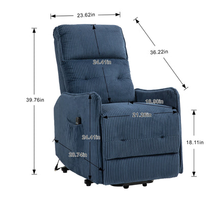 Fauteuil inclinable électrique pour adultes, avec coussin de siège à ressorts ensachés et poche latérale