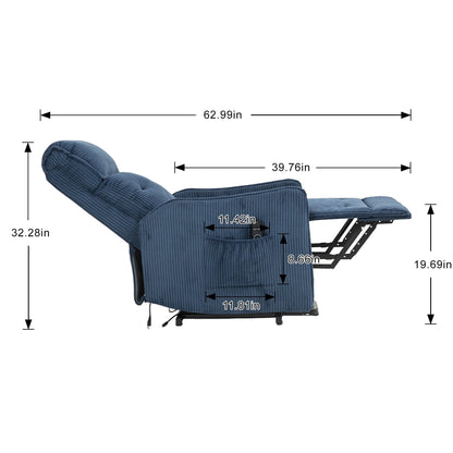 Fauteuil inclinable électrique pour adultes, avec coussin de siège à ressorts ensachés et poche latérale