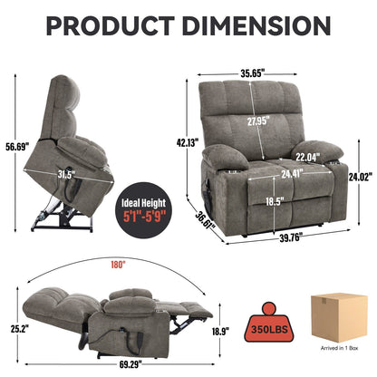 Fauteuil inclinable, mécanisme de mouvement robuste avec massage par vibration à 8 points et chauffage lombaire, deux porte-gobelets