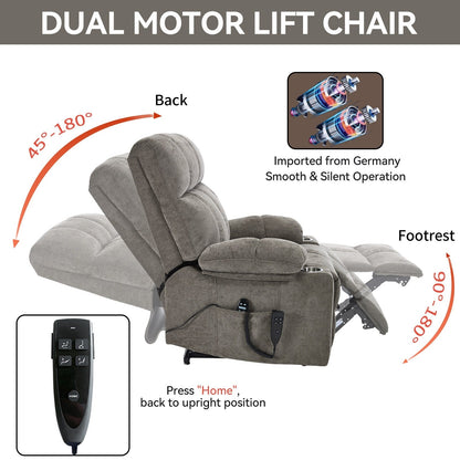 Fauteuil inclinable, mécanisme de mouvement robuste avec massage par vibration à 8 points et chauffage lombaire, deux porte-gobelets