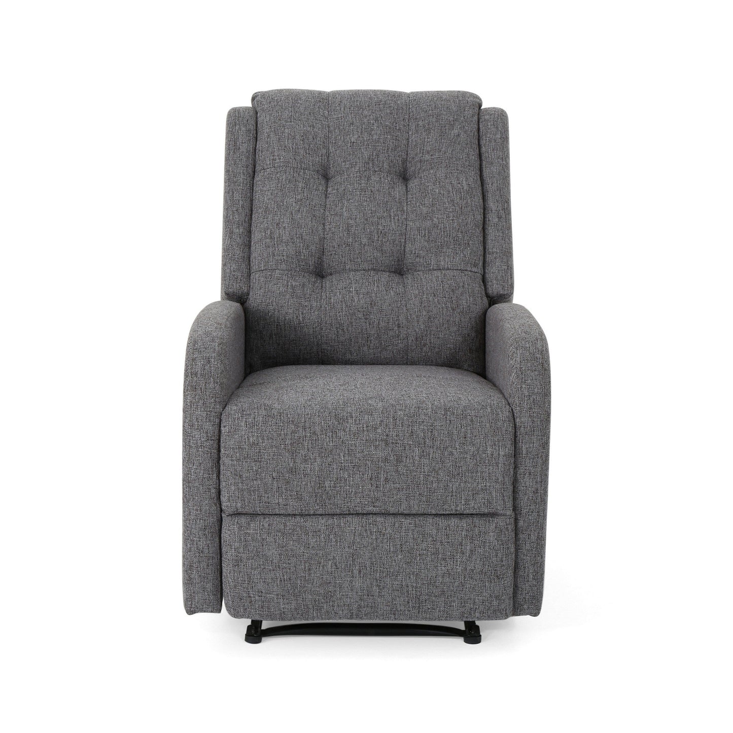 Fauteuil inclinable, tirette manuelle, tissu gris anthracite capitonné à boutons