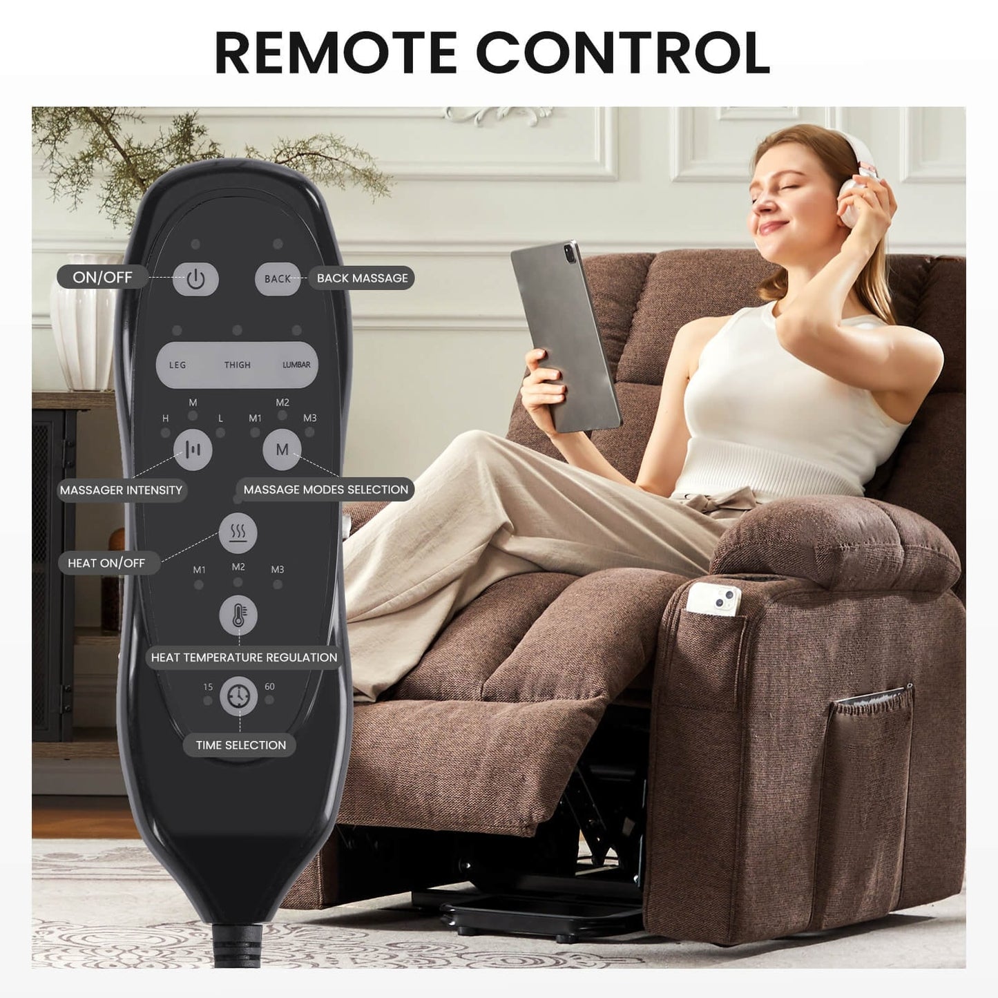 Fauteuil inclinable, fauteuil de massage inclinable et chauffant, fauteuil électrique releveur pour home cinéma, pour salon