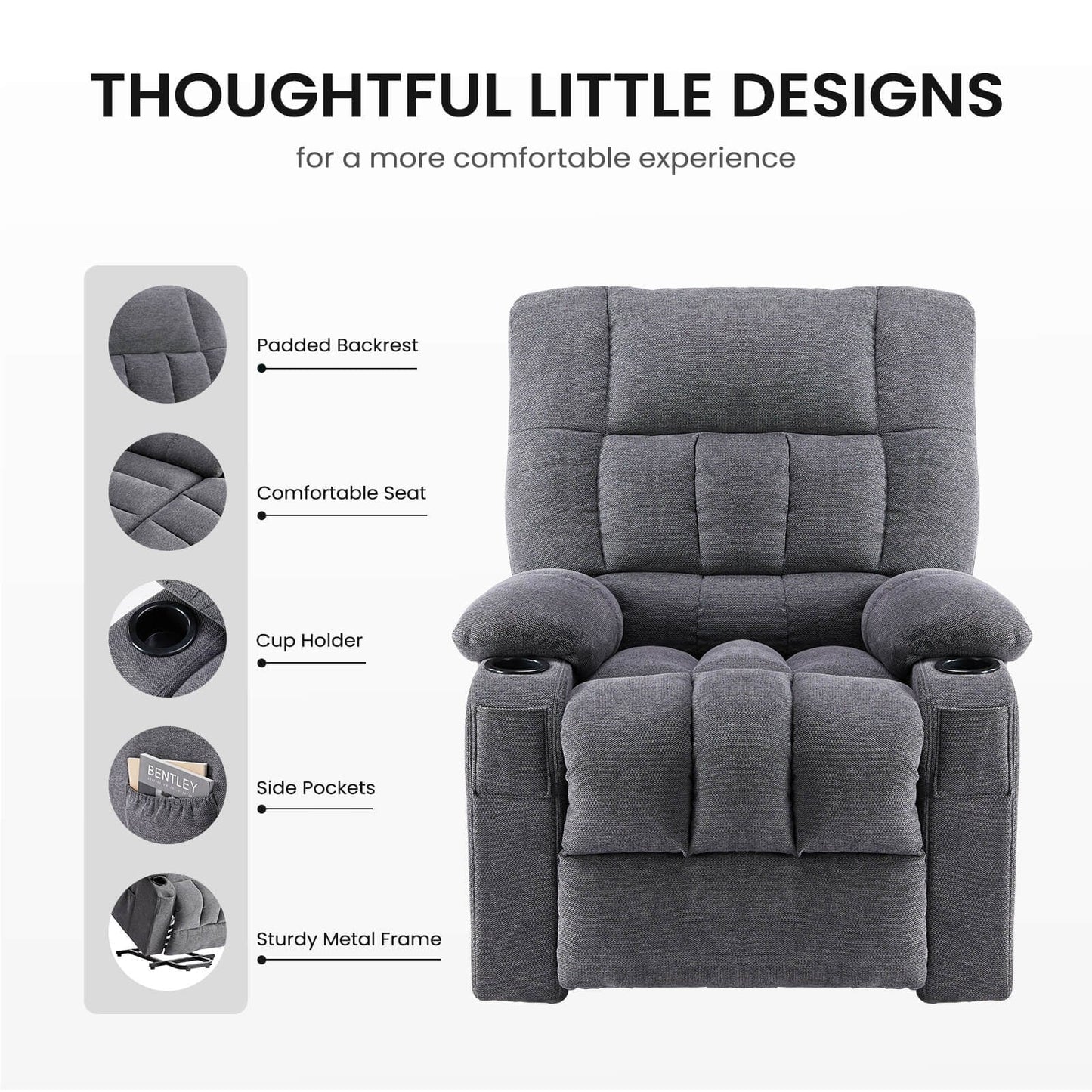 Fauteuil inclinable, fauteuil de massage inclinable et chauffant, fauteuil électrique releveur pour home cinéma, pour salon