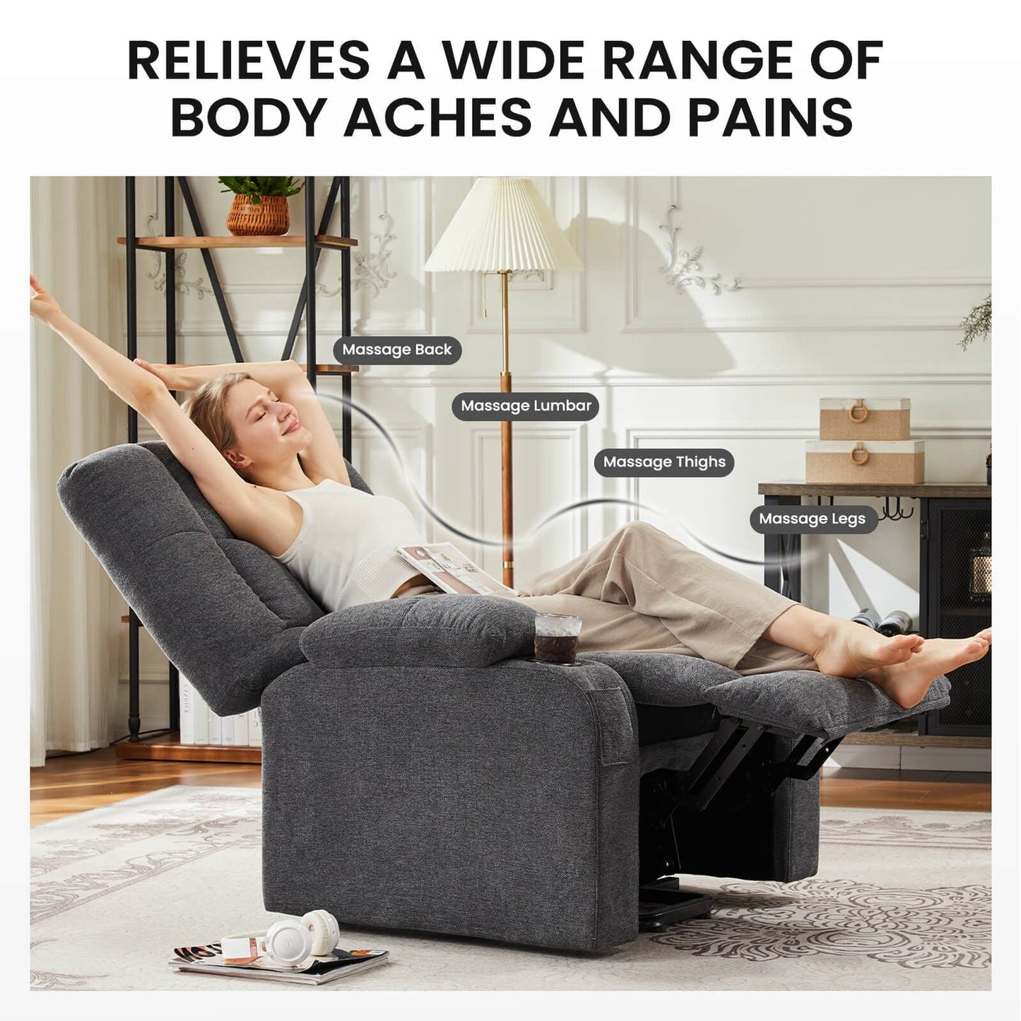 Fauteuil inclinable, fauteuil de massage inclinable et chauffant, fauteuil électrique releveur pour home cinéma, pour salon