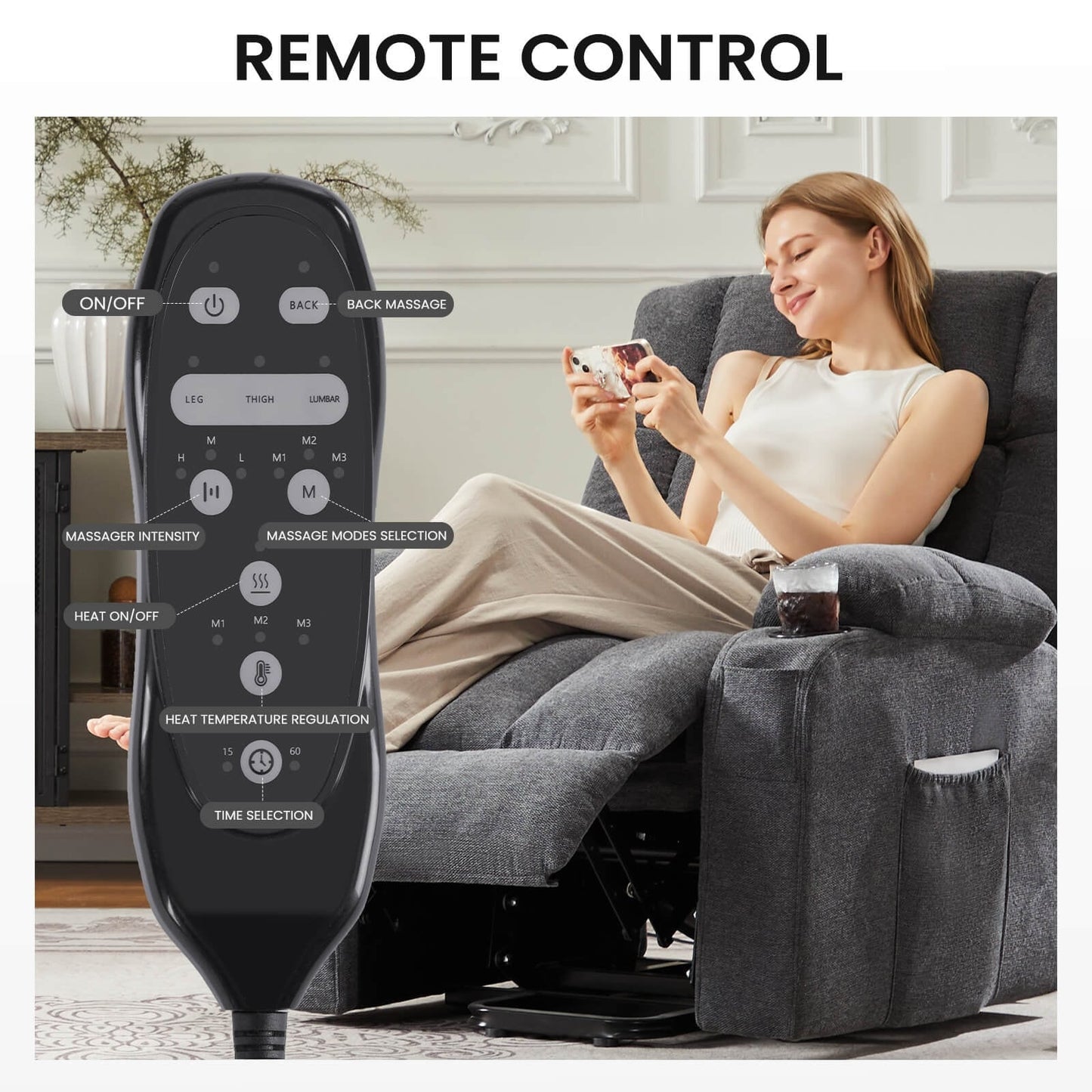 Fauteuil inclinable, fauteuil de massage inclinable et chauffant, fauteuil électrique releveur pour home cinéma, pour salon