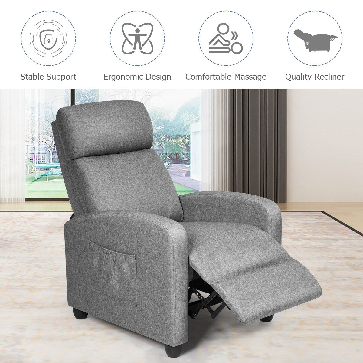 Fauteuil de massage inclinable, canapé simple ergonomique réglable avec rembourrage