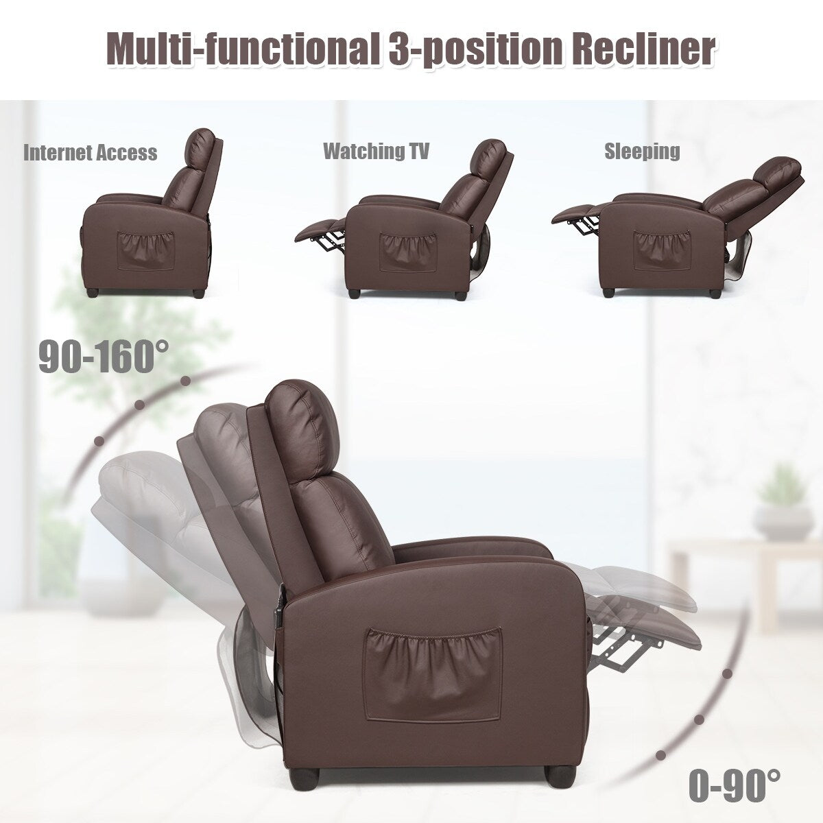 Fauteuil de massage inclinable, canapé simple ergonomique réglable avec rembourrage