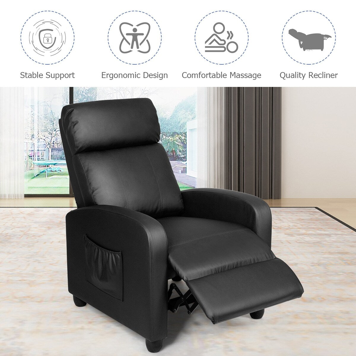 Fauteuil de massage inclinable, canapé simple ergonomique réglable avec rembourrage