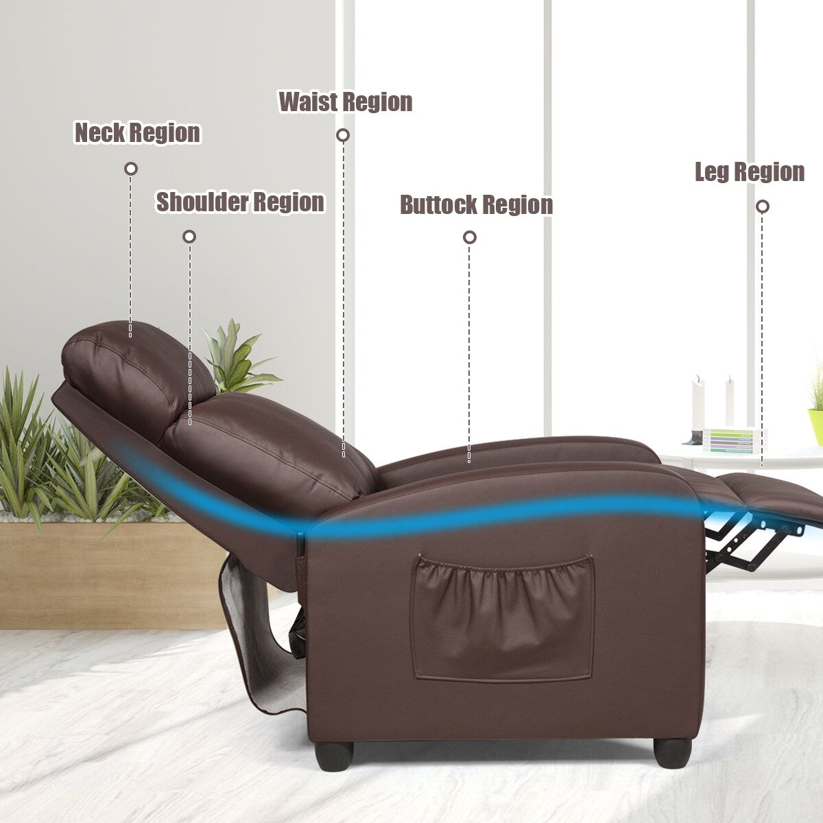 Fauteuil de massage inclinable, canapé simple ergonomique réglable avec rembourrage
