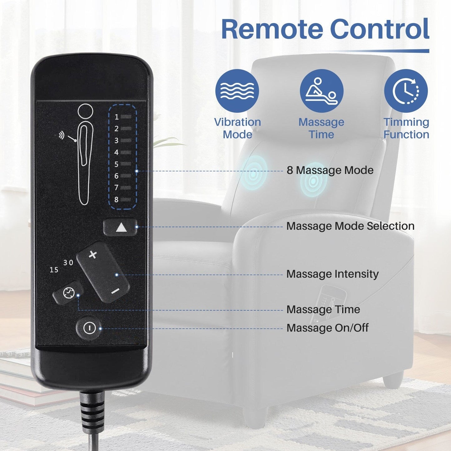 Fauteuil inclinable de massage, petit fauteuil de cinéma maison réglable pour salon et adultes