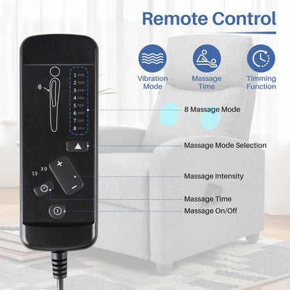 Fauteuil inclinable de massage, petit fauteuil de cinéma maison réglable pour salon et adultes