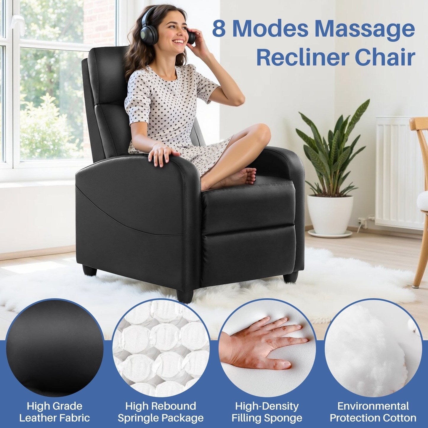 Fauteuil inclinable de massage, petit fauteuil de cinéma maison réglable pour salon et adultes