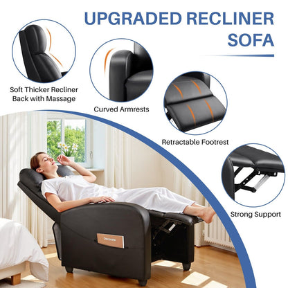 Fauteuil inclinable de massage, petit fauteuil de cinéma maison réglable pour salon et adultes