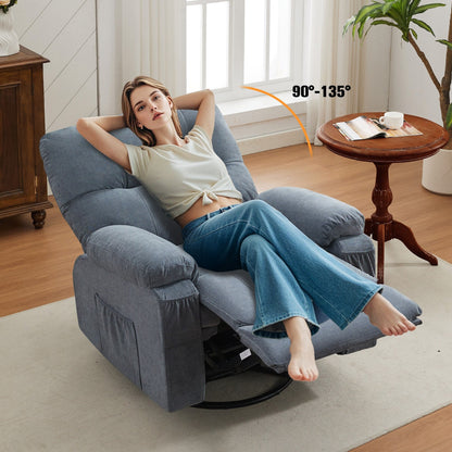 Fauteuil inclinable, fauteuil pivotant à 360 degrés, équipé d'un coussin moelleux et d'un dossier, fauteuil confortable
