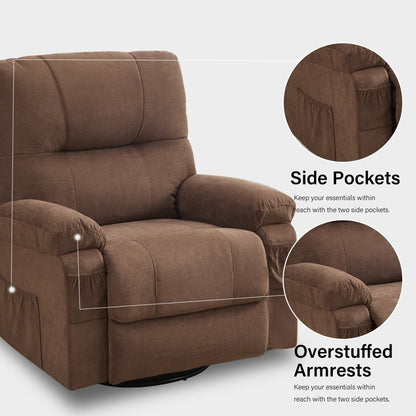 Fauteuil inclinable, fauteuil pivotant à 360 degrés, équipé d'un coussin moelleux et d'un dossier, fauteuil confortable